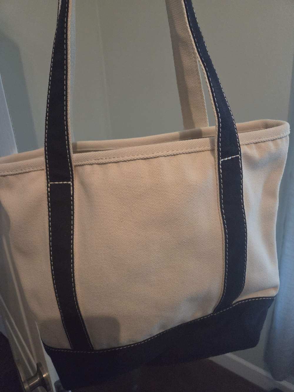 Lands' End Canvas Tote in Cream and Navy Trim - Picture 3 of 3